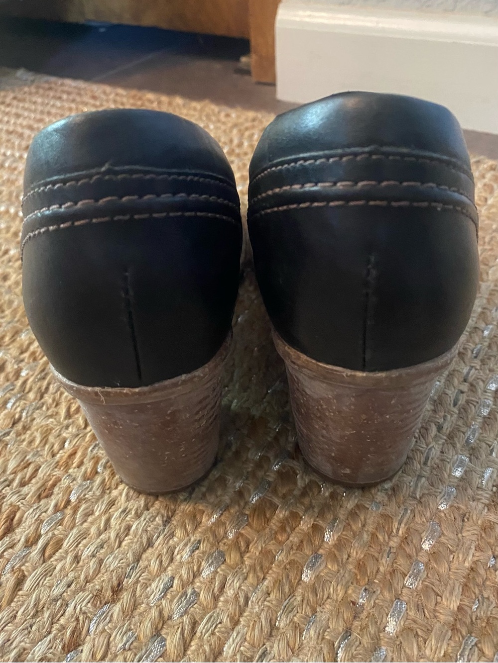 Clarks Artisan Carleta Prato Black Leather Wedge Mary Jane Shoes Size 8 Comfort - Picture 6 of 9